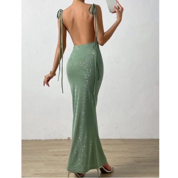 Dresses & Skirts - Luxe knot shoulder backless bodycon formal party evening dress